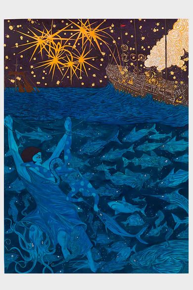 Marcel Dzama’s Celestial Paintings at David Zwirner