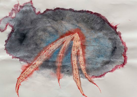 From the Dead Reckoning to Her Folds series by Iz Oztat contemporary artwork Painting