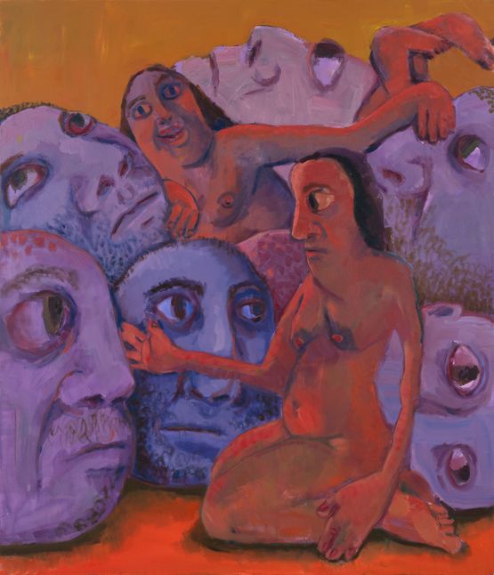 Hanging with a Pile of Men by Shanee Roe contemporary artwork Painting