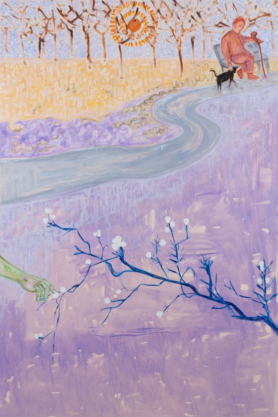 The bougainvillea tree and summer sun by Sohrab Hura contemporary artwork Painting