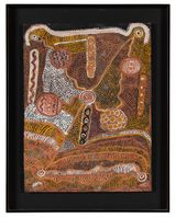 Bush Tucker Story by Mick Wallankarri Tjakamarra contemporary artwork painting