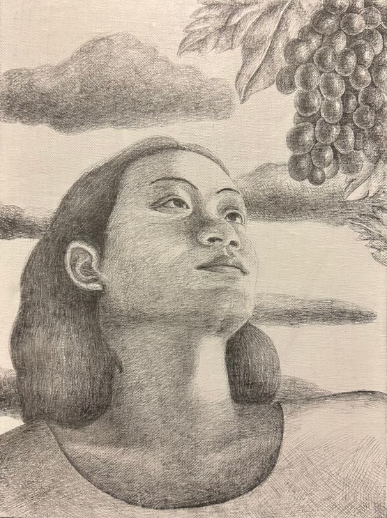 Man and Grapes by Tang Shuo contemporary artwork Drawing