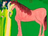 Two Beauties with a Pink Horse by Walasse Ting contemporary artwork works on paper