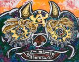 Lion Cub and Staring Game -Bicorn- by Miwa Komatsu contemporary artwork painting