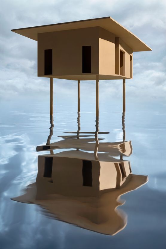 Tan House on Stilts by James Casebere contemporary artwork Photography