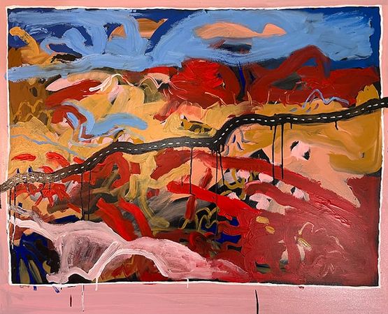 Stuart HWY between salt lakes by Zak Tilley contemporary artwork Painting