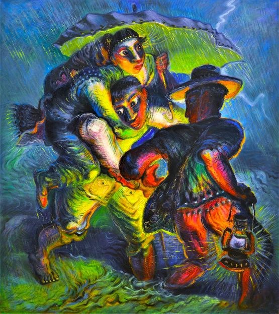 The Plantain Leaves Umbrella by Luo Zhongli contemporary artwork Painting