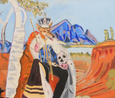 King Dingo with skull by Vincent Namatjira contemporary artwork Painting