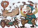 The Journey of the Ships Wrapped in Time by Heri Dono contemporary artwork Painting