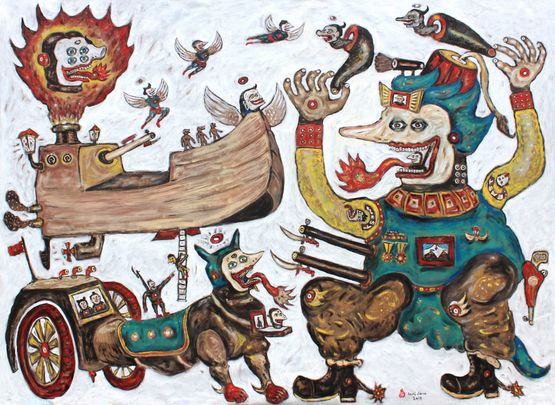 The Journey of the Ships Wrapped in Time by Heri Dono contemporary artwork Painting