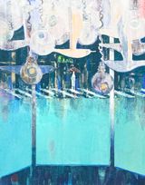 City and Seagulls by Kosuke Harasawa contemporary artwork painting works on paper