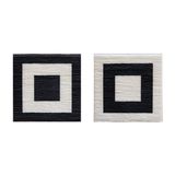 Two white and black structures on black and white. Diptych by Fernando Daza contemporary artwork mixed media painting