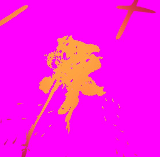 Grain Rain Series-Flower with Flying Text 9-Gold Version by Hung Keung contemporary artwork Moving Image