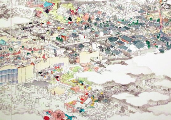 Shopping Mall by Yamaguchi Akira contemporary artwork Painting