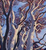 Lace-bark Pine in Sunset by Long Quan contemporary artwork painting works on paper
