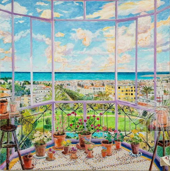Matisses Flower Balcony Nice by Damian Elwes contemporary artwork Painting