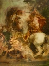 The Wolf the Fox and the Boar Hunt after Rubens by Jake Wood-Evans contemporary artwork painting