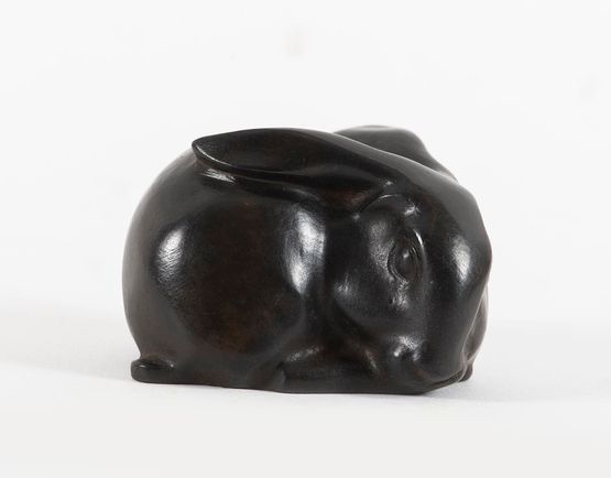 Lapin couche by Edouard Marcel Sandoz contemporary artwork Sculpture