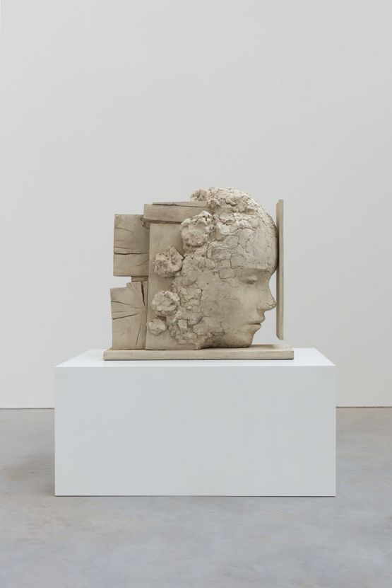 Bonewhite Clay Head by Mark Manders contemporary artwork Sculpture