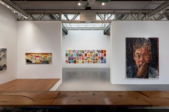 Contemporary art exhibition Tadanori Yokoo B29 and HomelandFrom My Childhood to Andy Warhol B29 at SCAI THE BATHHOUSE Tokyo Japan