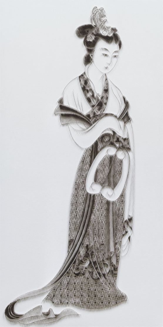 Imitating Lady Wearing Flowers in Her Hair by Chang Dai-Chien by Chen Chun-Hao contemporary artwork Painting