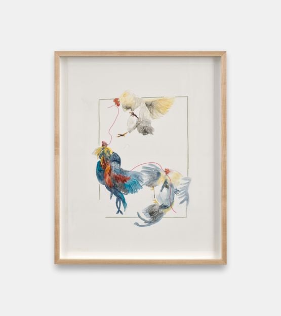 Untitled Rooster String Study by Holly Lowen contemporary artwork Painting