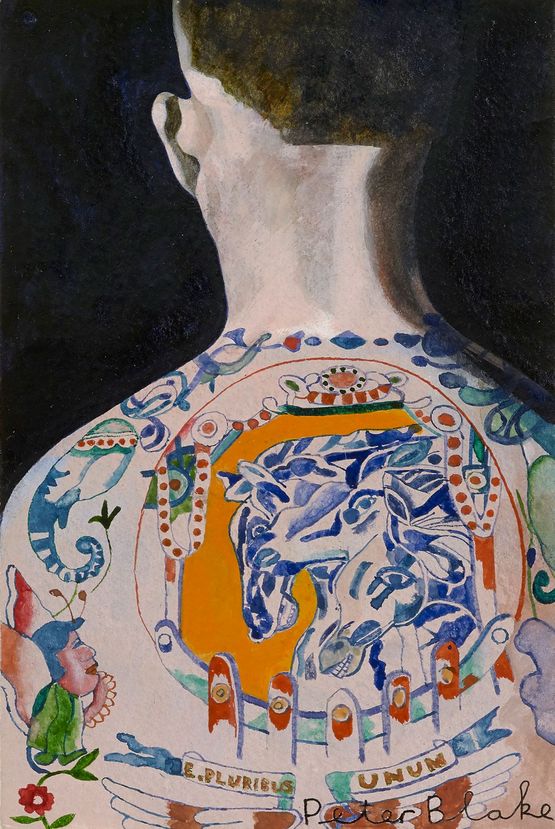 Tattooed Man 2 by Peter Blake contemporary artwork Works on Paper