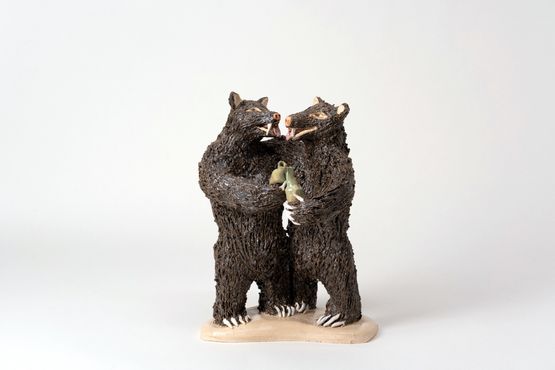 Lache drinks beer with his friends by Ioana Maria Sisea contemporary artwork Sculpture