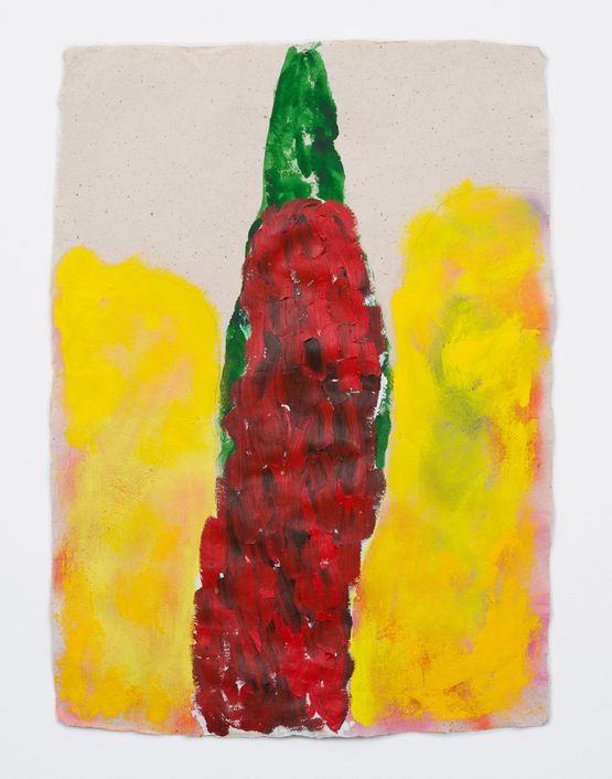 Yellow Hibiscus Red Stem by Alvaro Barrington contemporary artwork Painting