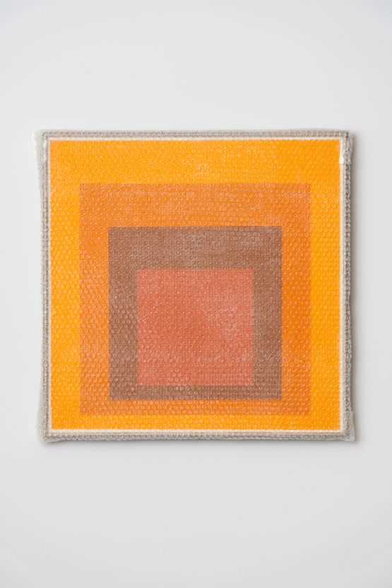 Homage to the Square with Bubblewrap and Packing Tape 6 by Tammi Campbell contemporary artwork Painting