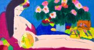 Reclining Beauty Watching Love Birds by Walasse Ting contemporary artwork Painting