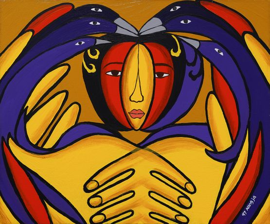 The Bird and a Woman by Jung Kangja contemporary artwork Painting