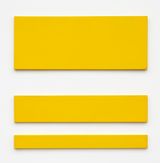 no title cadmium light yellow separated rectangles three part horizontal by Paul Mogensen contemporary artwork painting works on paper
