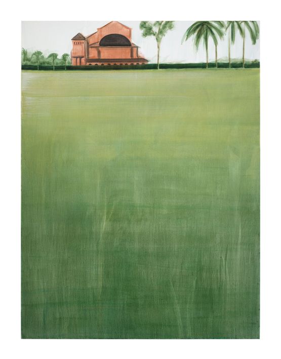 Red Church Green Field by Matthew Krishanu contemporary artwork Painting