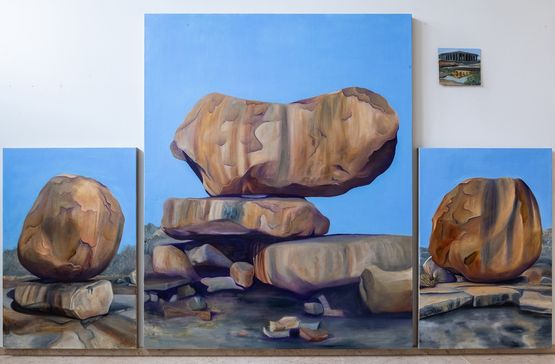 Monolithic Witnesses 1 by Bhasha Chakrabarti contemporary artwork Painting