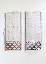 Te Tipare o Hineraumati The Crown of the Summer Goddess. Summer Solstice 22.12.2019 left Te Tipare o Hinetakurua The Crown of the Winter Goddess. Winter Solstice 21.06.2020 right by Nikau Hindin contemporary artwork textile