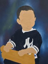 Jojo in his Yankees by Shaina Mccoy contemporary artwork painting