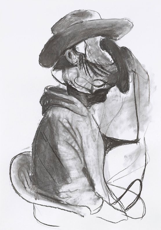 Study for Gauguin with Cowboy Hat by Adrian Ghenie contemporary artwork Works on Paper