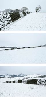 Dry cold wind blown snow Brushed off wall Dumfriesshire Scotland 29 December 2017 by Andy Goldsworthy contemporary artwork photography