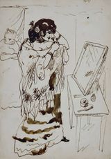 Lespagnole devant le miroir by Pablo Picasso contemporary artwork works on paper