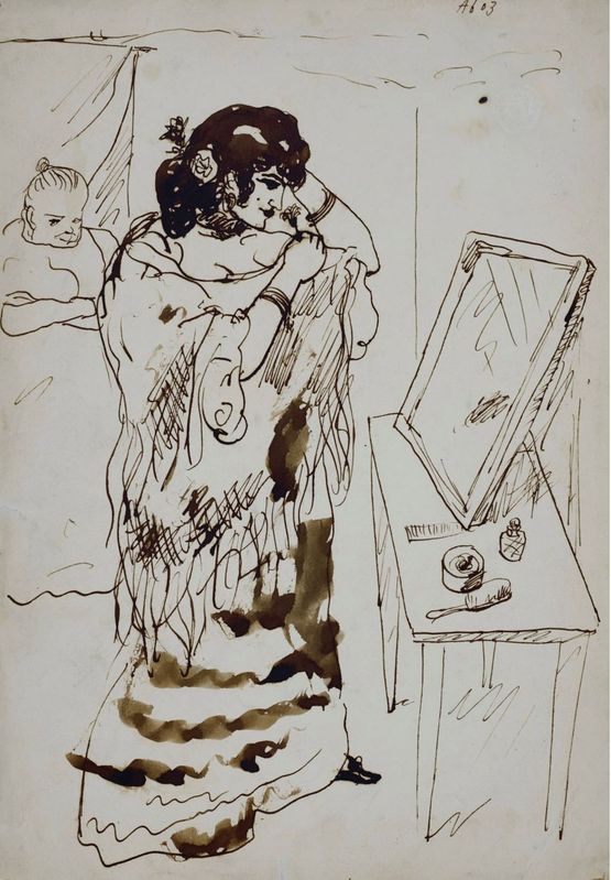 Lespagnole devant le miroir by Pablo Picasso contemporary artwork Works on Paper