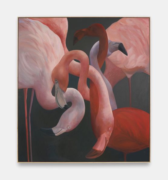 Flamingo Abstract by Holly Lowen contemporary artwork Painting