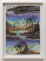 Palmy Valley Lime green Sunrise by Neil Raitt contemporary artwork painting works on paper