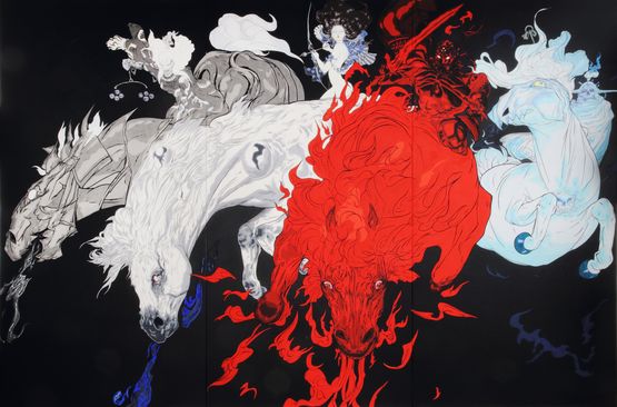 Quatre Chevaux  Four Horses by Amano Yoshitaka contemporary artwork Painting