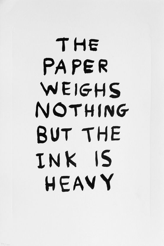 The Paper Weighs Nothing by David Shrigley contemporary artwork Print