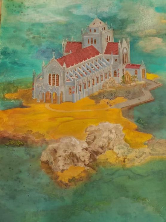Cathedral of the Immaculate Conception by Kwong Man Chun contemporary artwork Painting