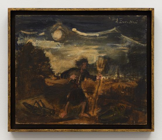 Untitled Notturno con insetti e figura umana by Luigi Zuccheri contemporary artwork Painting