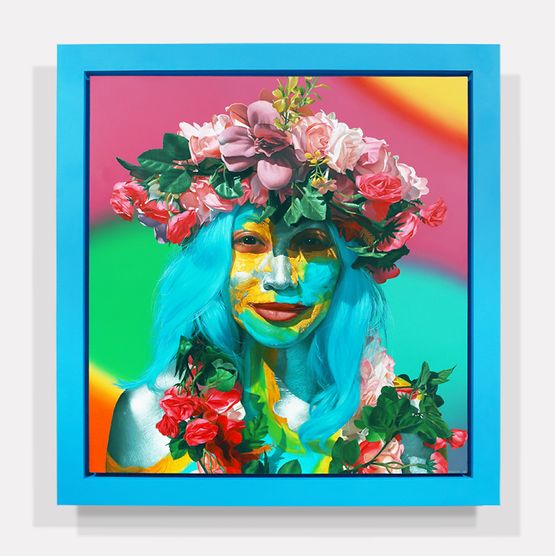 Woman With Blue Hair by Ashley Bickerton contemporary artwork Painting