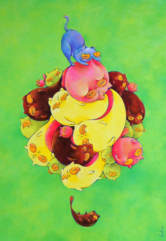 Purrfectly Unsaid by Clasutta contemporary artwork Painting