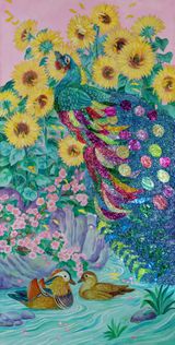 The Peacocks Garden -1 by Genie Park contemporary artwork painting